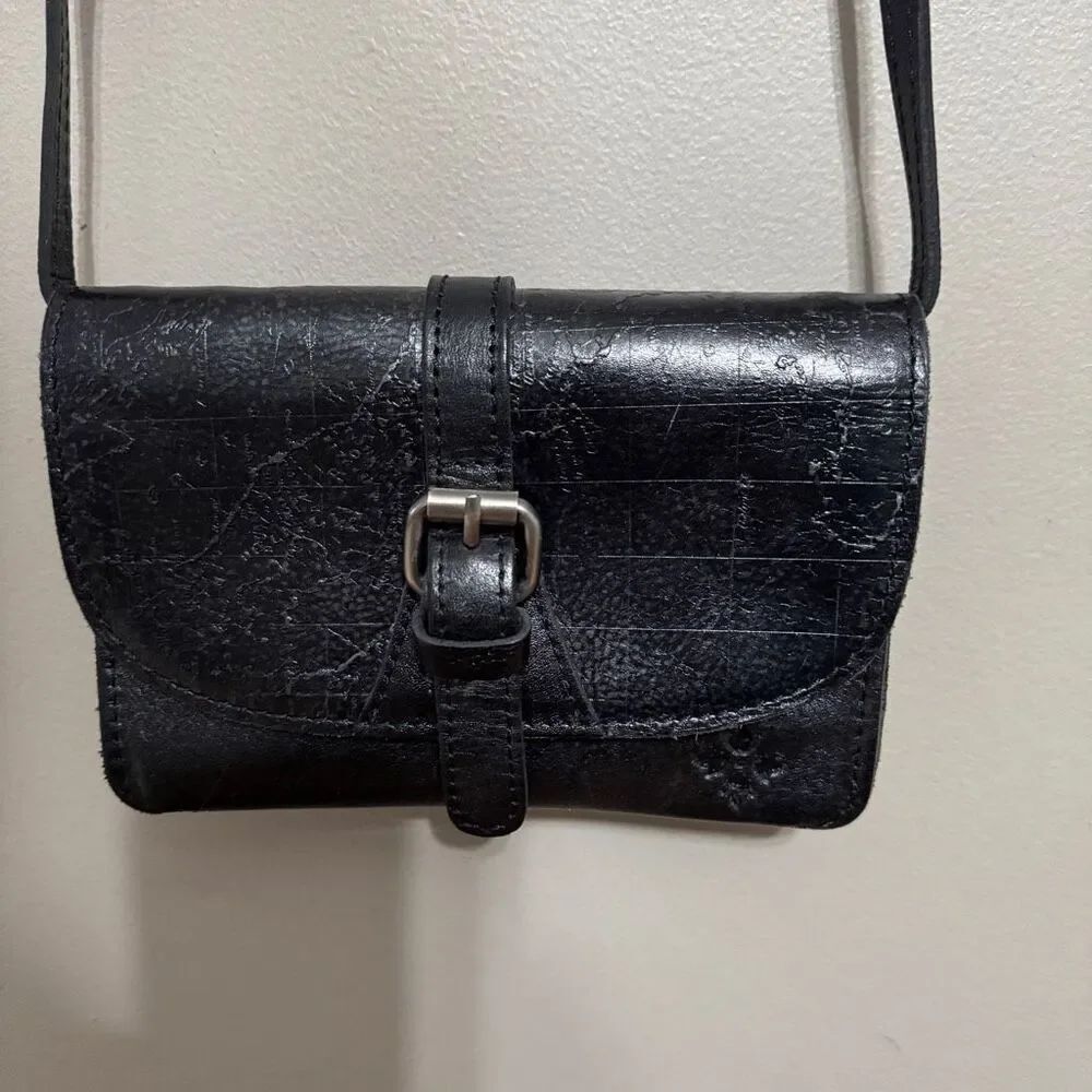 Patricia Nash black Torri textured map crossbody bag